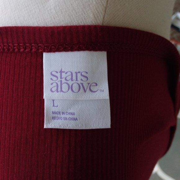 Stars Above Maroon Red Long Sleeve Top L - Picture 5 of 5